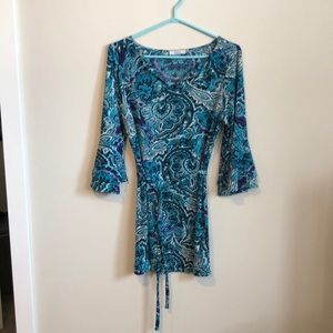 Ricki’s belted boho paisley tunic top size medium